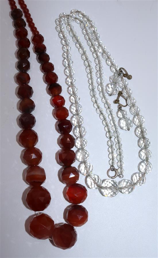 Agate necklace & necklace & earrings